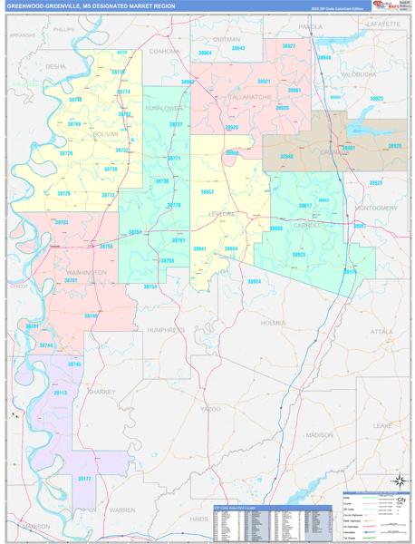 Greenwood-Greenville DMR, MS Wall Map