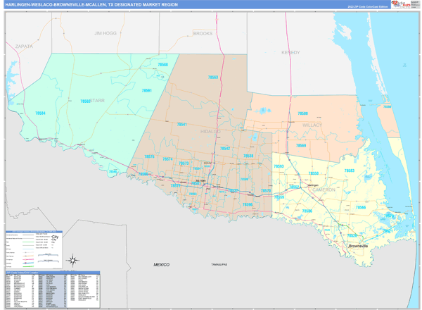 Harlingen-Weslaco-Brownsville-Mcallen DMR, TX Wall Map