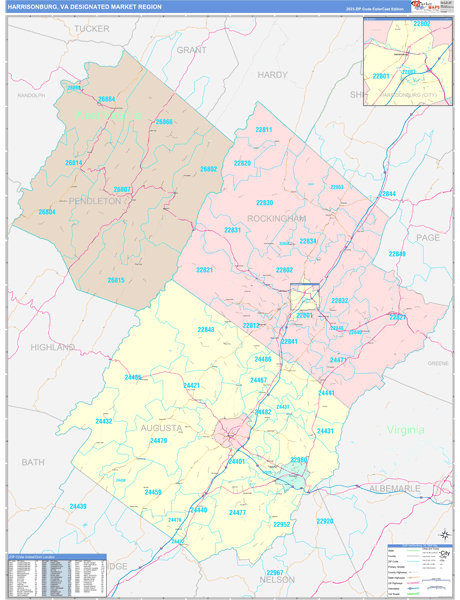 Harrisonburg DMR, VA Wall Map