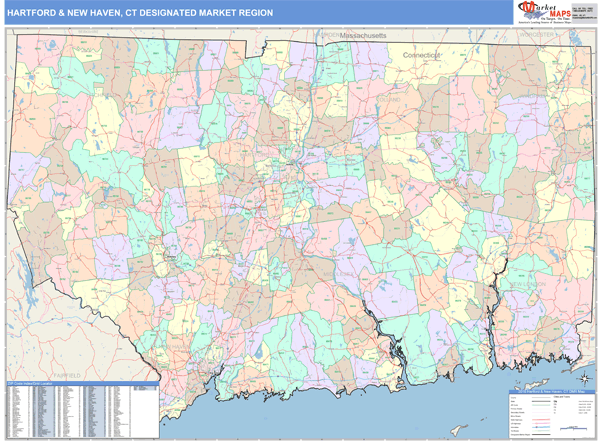 Hartford & New Haven DMR, CT Wall Map