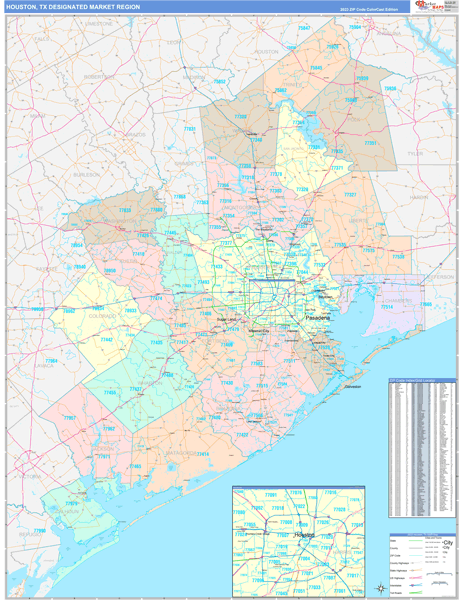 Houston DMR, TX Wall Map