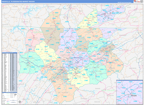 Knoxville DMR, TN Wall Map