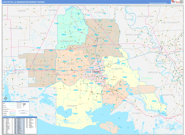 Lafayette DMR, LA Wall Map