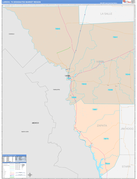 Laredo, TX DMR Wall Maps Color Cast Style