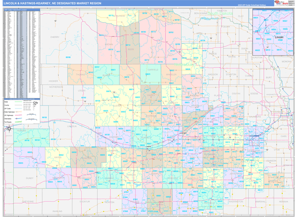 Lincoln & Hastings-Kearney, NE DMR Wall Maps Color Cast Style