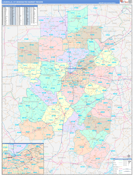Louisville DMR, KY Wall Map