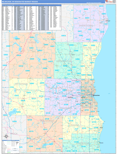 Milwaukee DMR, WI Wall Map