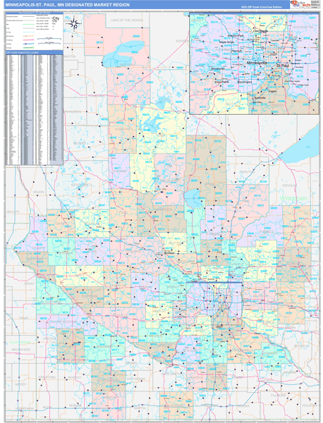 Minneapolis-St. Paul DMR, MN Wall Map