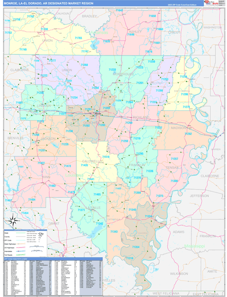 Monroe-El Dorado DMR, LA Wall Map