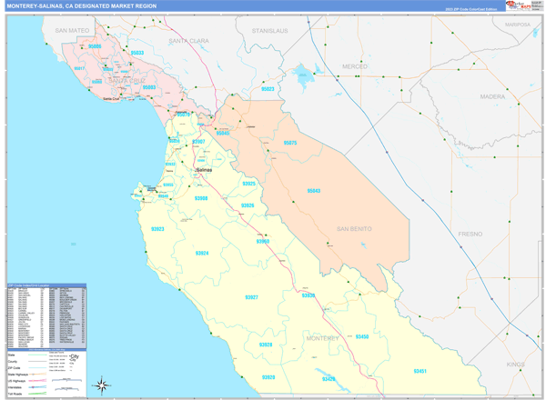 Monterey-Salinas, CA DMR Wall Maps Color Cast Style