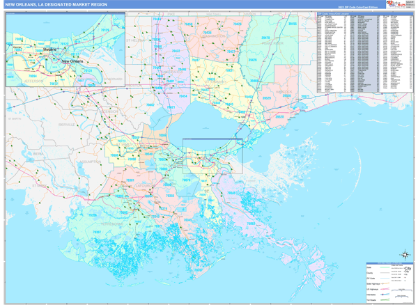 New Orleans DMR, LA Wall Map