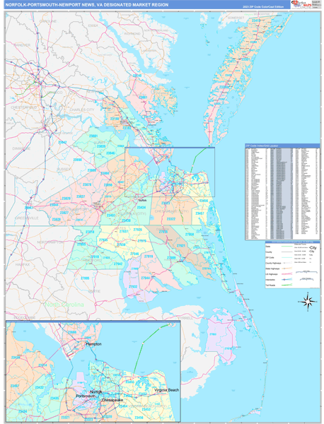 Norfolk Portsmouth Newport News Va Dmr Digital Map Color Cast Style