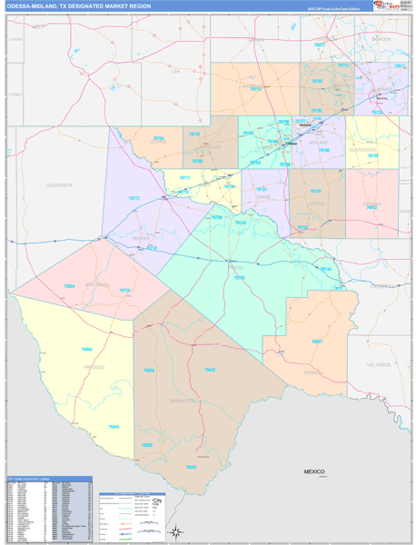 Odessa-Midland DMR, TX Wall Map