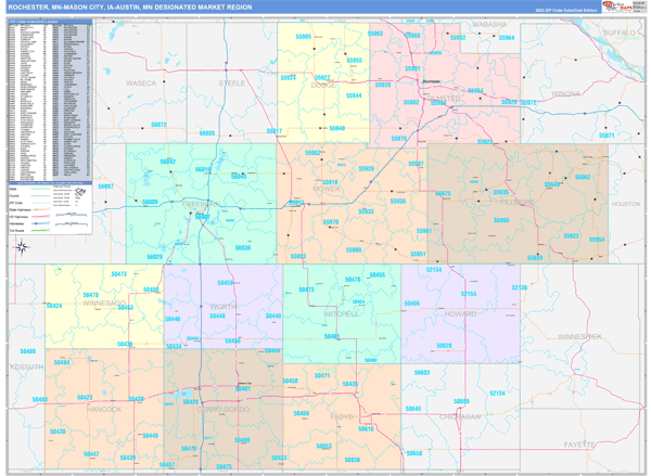 Rochester-Mason City-Austin DMR, MN Wall Map