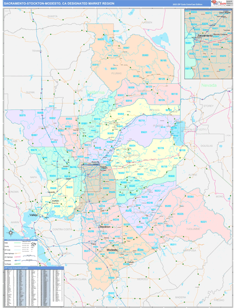 Sacramento-Stockton-Modesto DMR, CA Wall Map