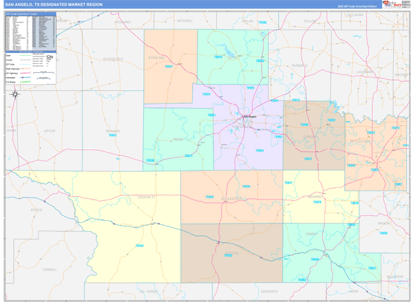 San Angelo DMR, TX Wall Map