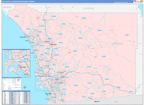 San Diego DMR, CA Wall Map
