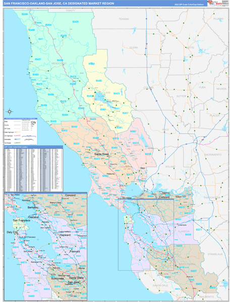 San Francisco-Oakland-San Jose DMR, CA Wall Map