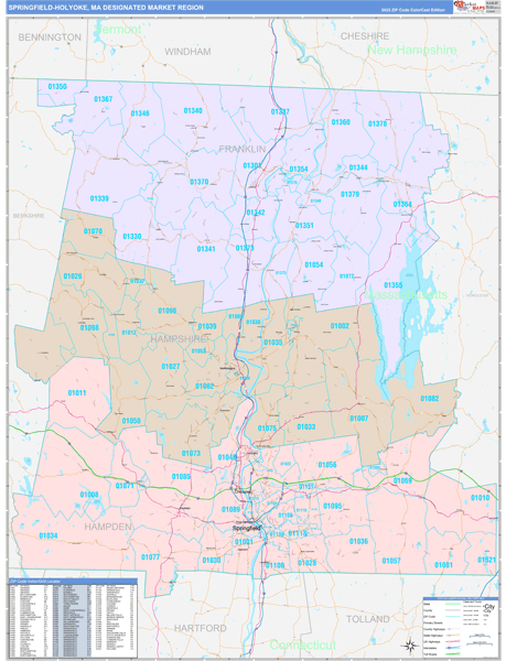 Springfield-Holyoke DMR, MA Wall Map