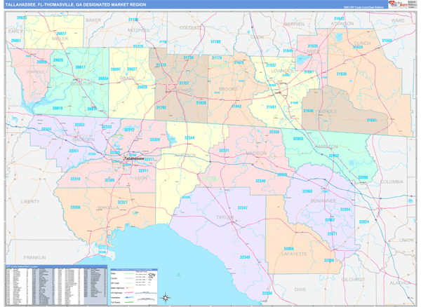 Tallahassee-Thomasville DMR, FL Wall Map