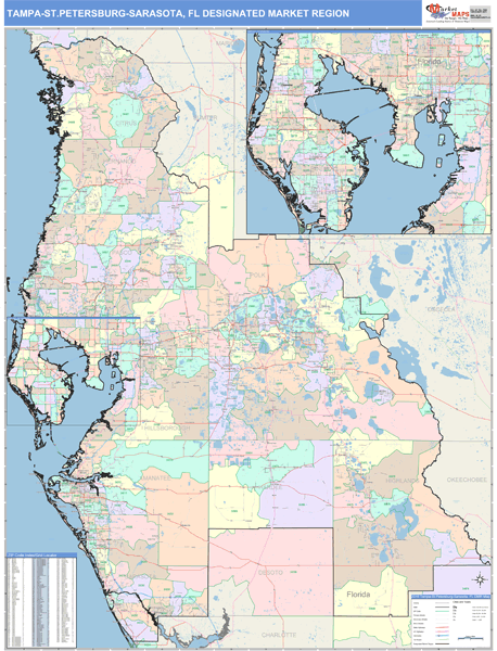Tampa-St.Petersburg (Sarasota) DMR, FL Wall Map