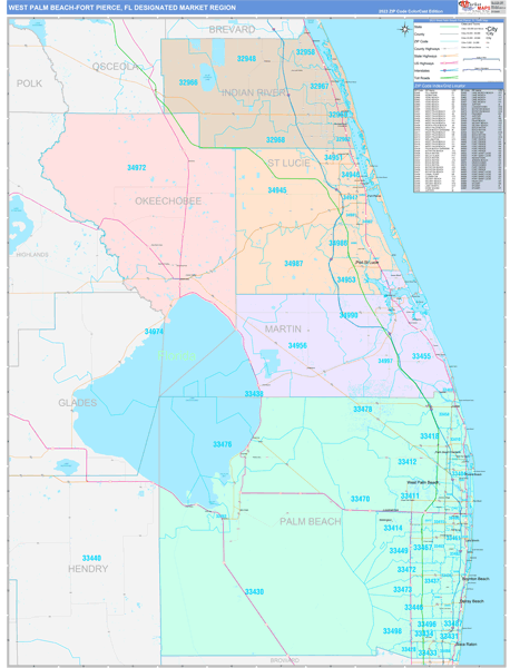 West Palm Beach-Fort Pierce DMR, FL Wall Map