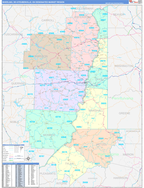 Wheeling-Steubenville DMR, WV Wall Map