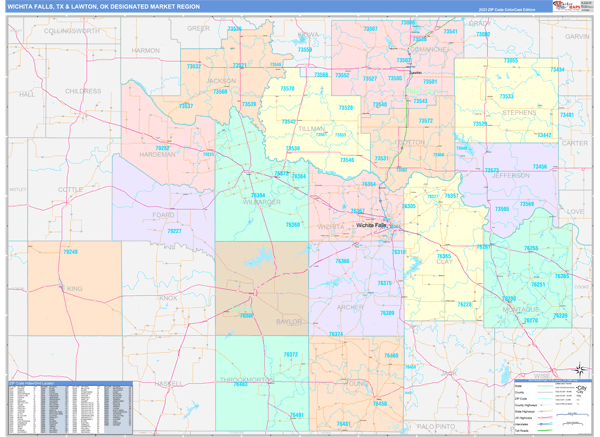 Wichita Falls & Lawton DMR, TX Wall Map