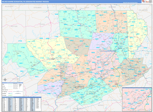 Wilkes Barre-Scranton DMR, PA Wall Map