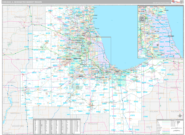 Chicago DMR, IL Wall Map