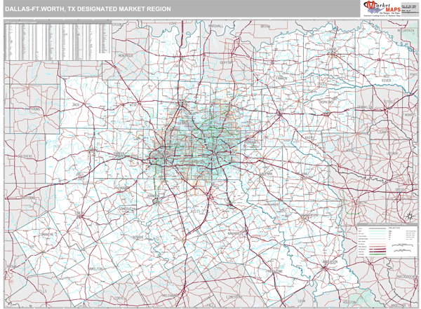 Dallas-Ft.Worth DMR, TX Wall Map