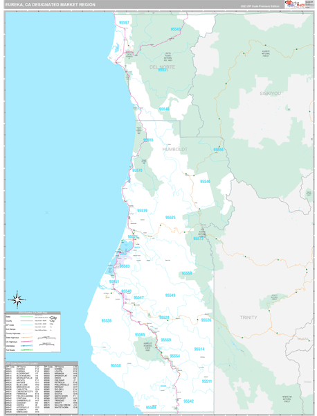Eureka DMR, CA Wall Map