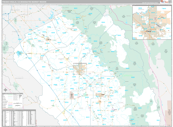 Fresno-Visalia DMR, CA Wall Map
