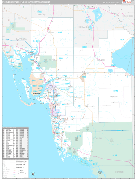 Ft. Myers-Naples DMR, FL Wall Map