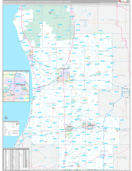 Grand Rapids-Kalamazoo-Battle Creek DMR, MI Wall Map