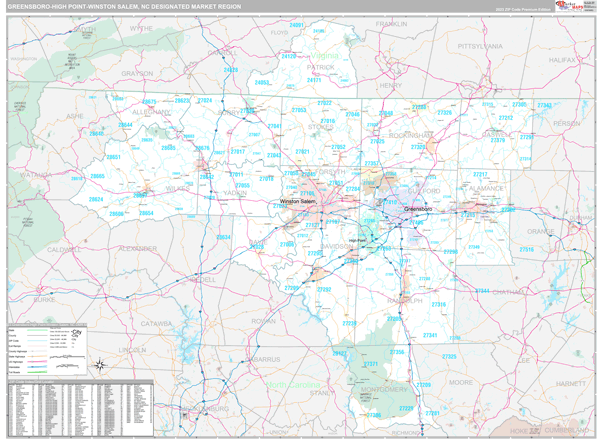 Greensboro-High Point-Winston Salem DMR, NC Map