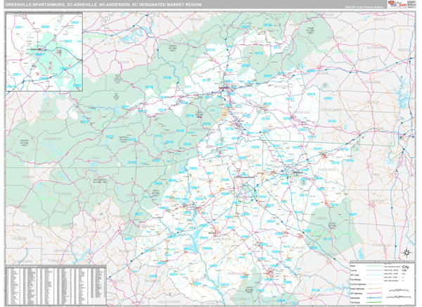 Greenville-Spartanburg-Asheville-Anderson DMR, SC Map