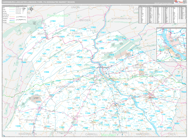 Harrisburg-Lancaster-Lebanon-York DMR, PA Map