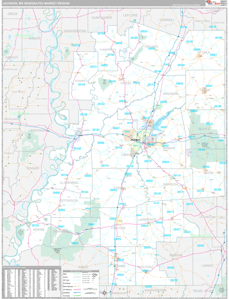 Jackson DMR, MS Wall Map
