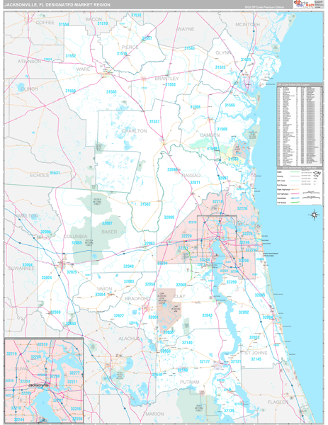 Jacksonville DMR, FL Wall Map