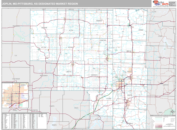 Joplin-Pittsburg DMR, MO Wall Map