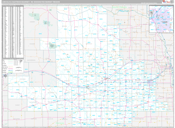 Lincoln & Hastings-Kearney DMR, NE Wall Map