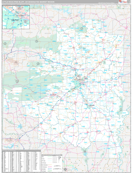 Little Rock-Pine Bluff DMR, AR Wall Map