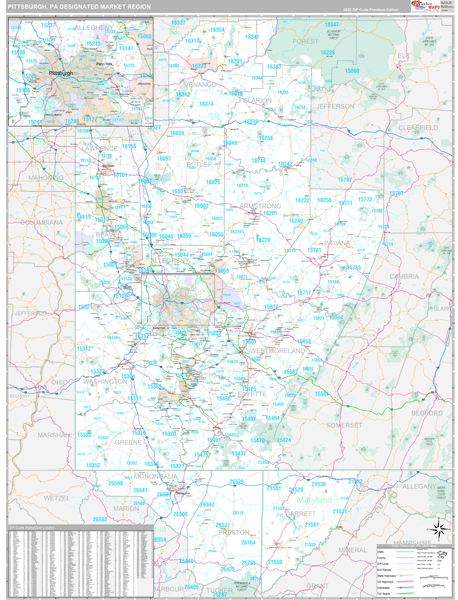 Pittsburgh DMR, PA Wall Map
