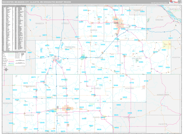 Rochester-Mason City-Austin DMR, MN Wall Map