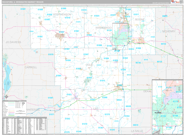Rockford DMR, IL Wall Map
