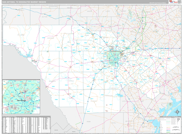 San Antonio DMR, TX Wall Map