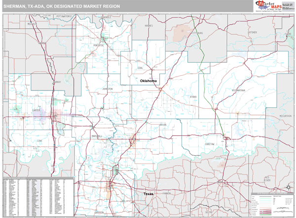 Sherman-Ada DMR, TX Wall Map