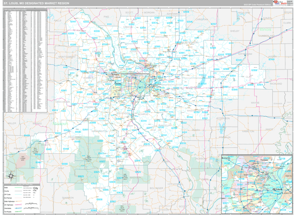 St. Louis DMR, MO Wall Map
