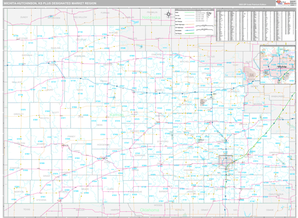 Wichita-Hutchinson Plus DMR, KS Wall Map